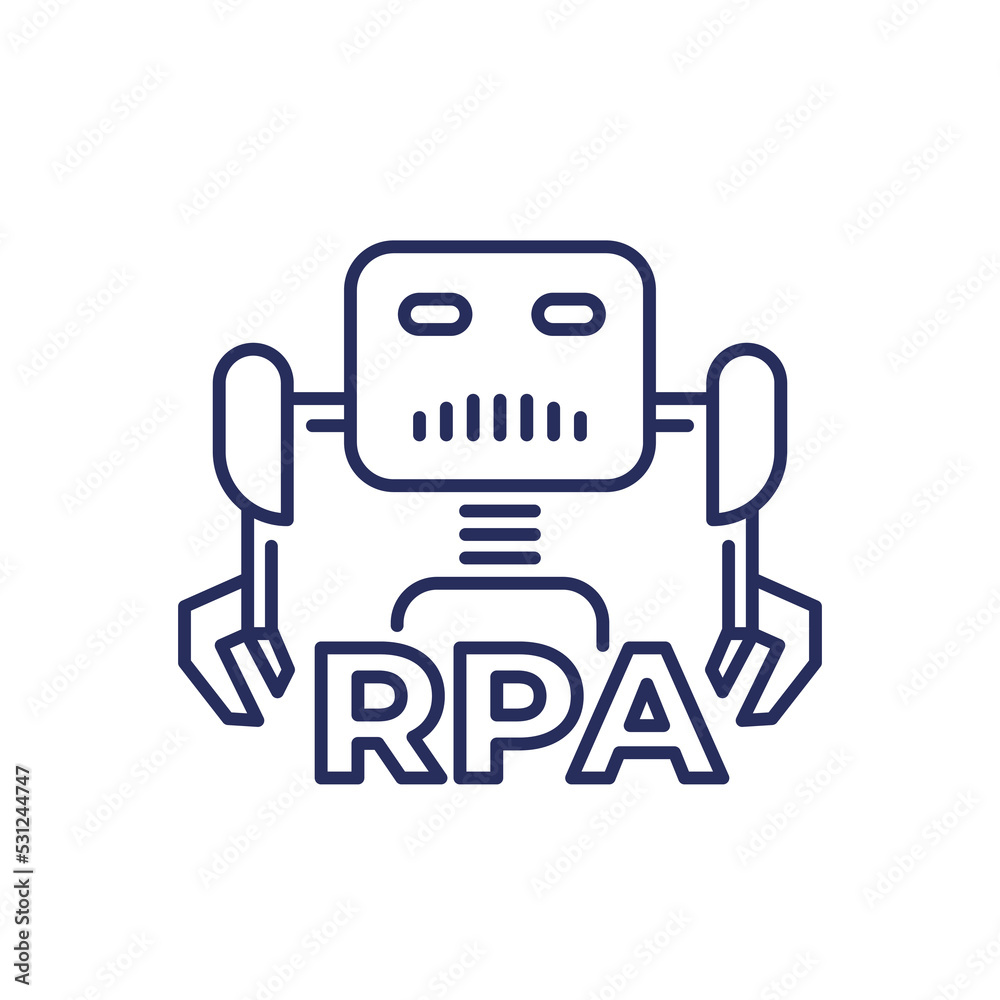 RPA bot line icon, Robotic process automation RPA bot line icon, Robotic process automation