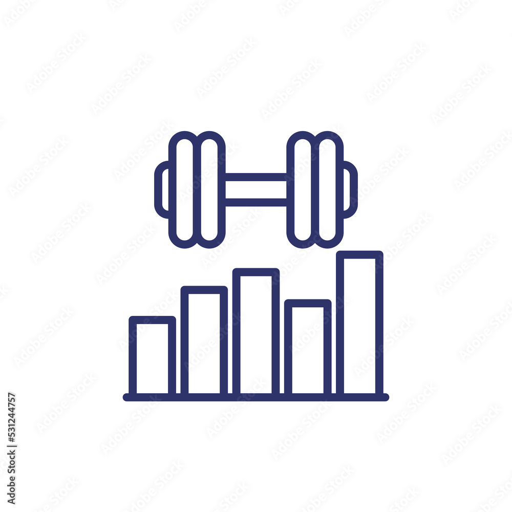 workout icon with a graph, line vector