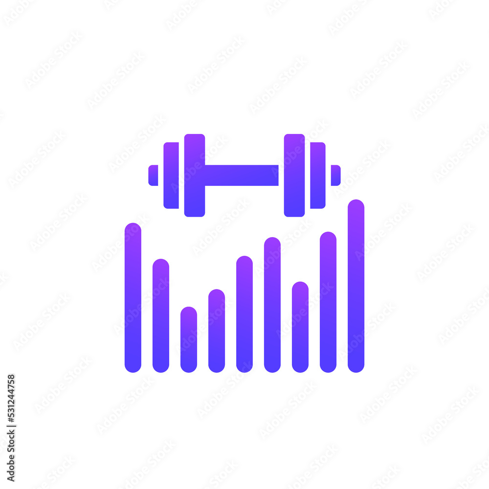 workout icon with a graph and a barbell workout icon with a graph and a barbell