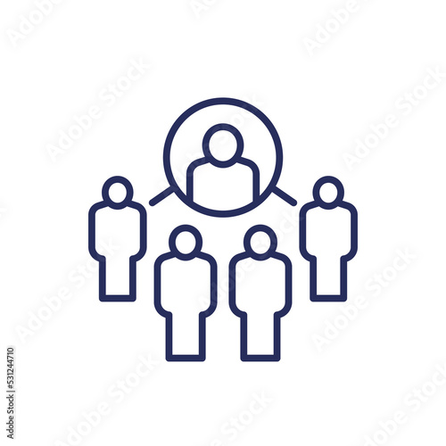 Coordinating people, coordinator line icon