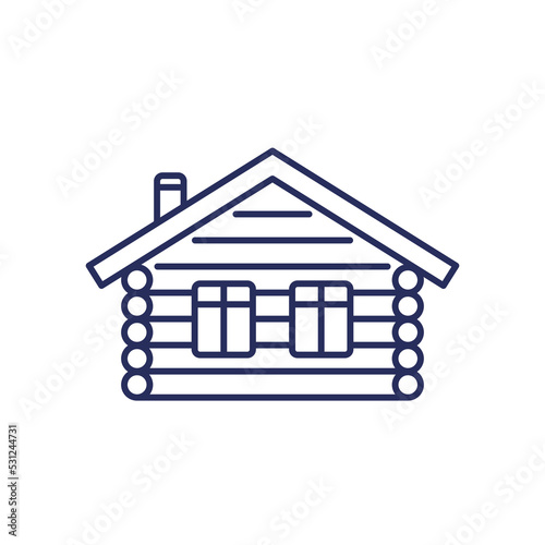 log cabin line icon, wooden house