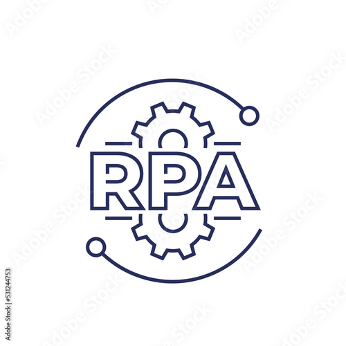 RPA line icon, robotic process automation