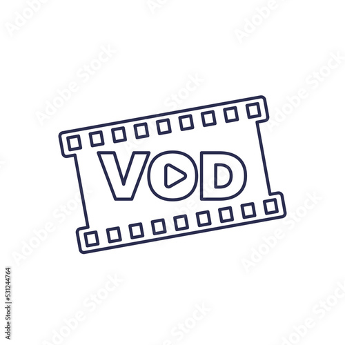 VOD, video on demand icon, line vector