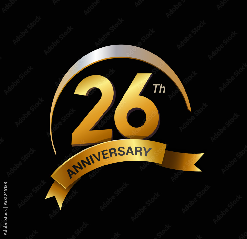 26 years golden with swoosh anniversary logo celebration 26 years golden with swoosh anniversary logo celebration