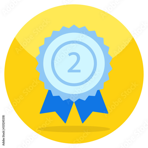 Flat design icon of 2nd position badge 