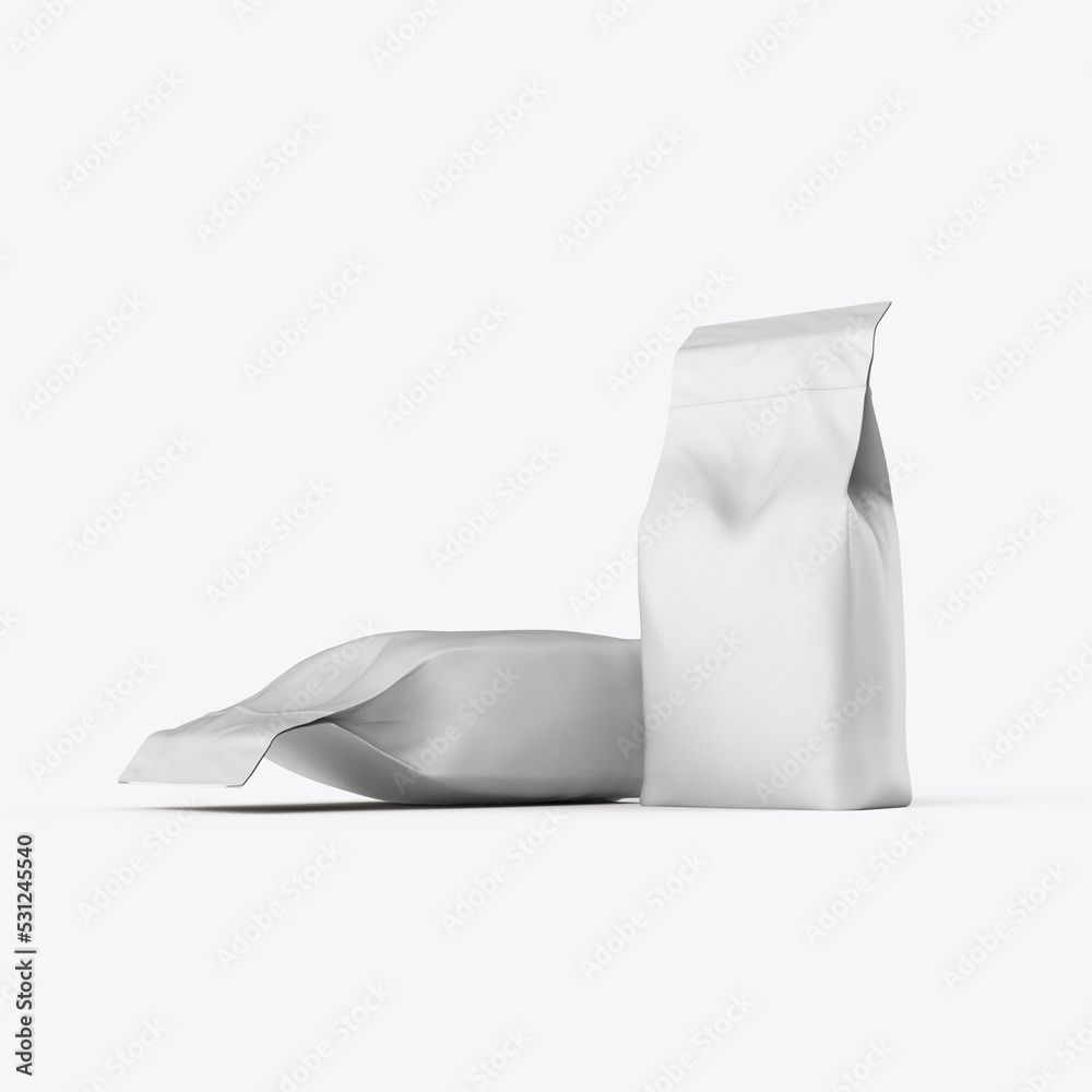 Set Plastic Food Bag Mockup. 3D render