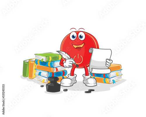 power button writer vector. cartoon character
