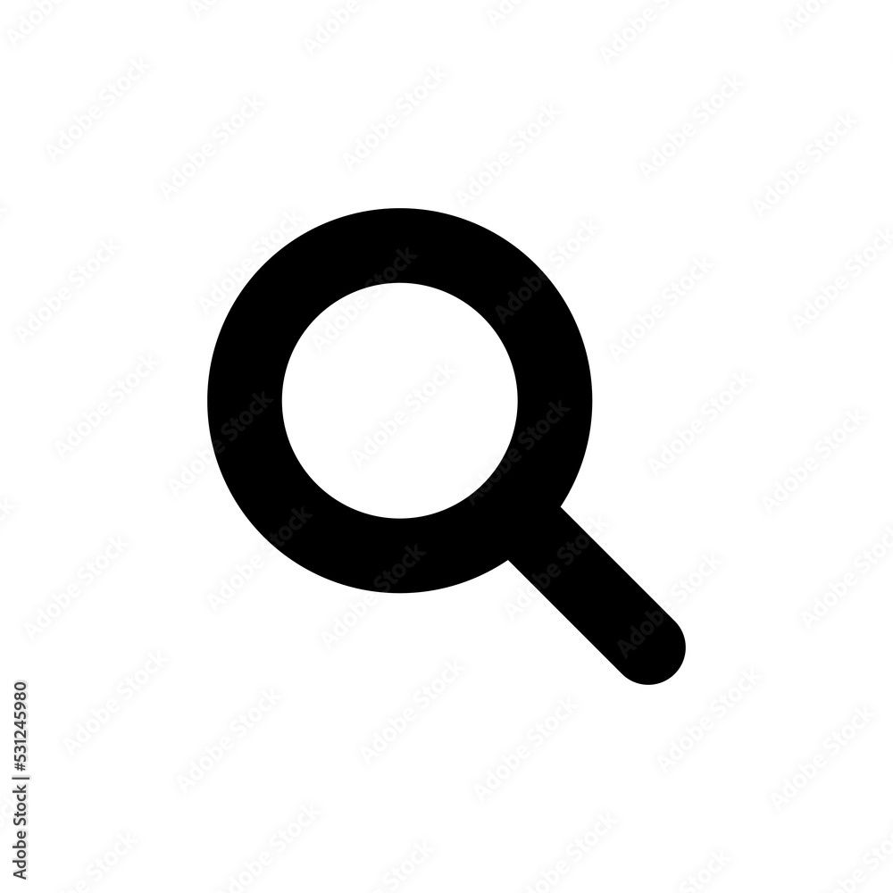 Search icon. Black symbol isolated on white background. Best for polygraphy, mobile apps and web design. Search icon. Black symbol isolated on white background. Best for polygraphy, mobile apps and web design.