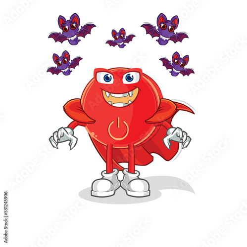 power button Dracula illustration. character vector