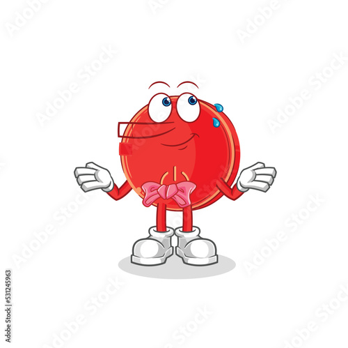 power button lie like Pinocchio character. cartoon mascot vector