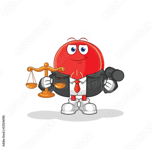 power button lawyer cartoon. cartoon mascot vector