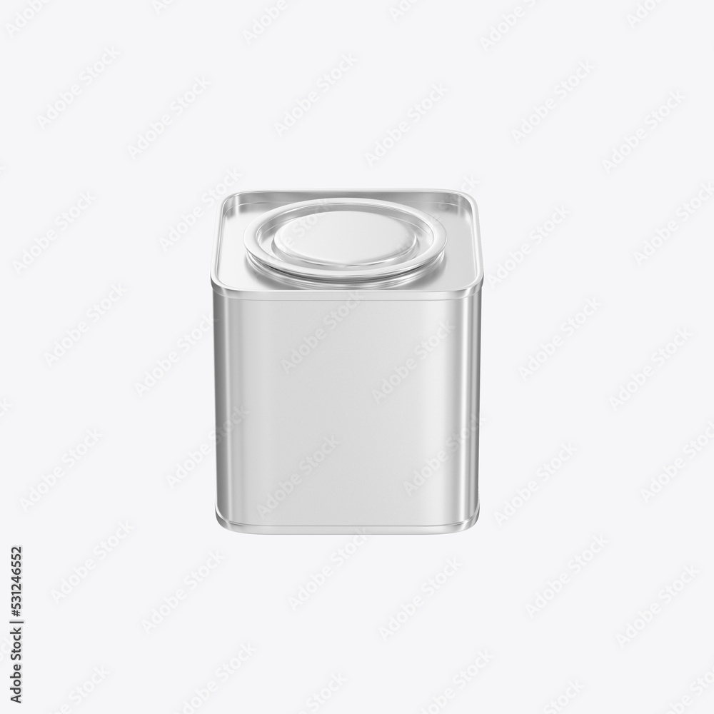 Matallic Tea Tin Mockup. 3D render