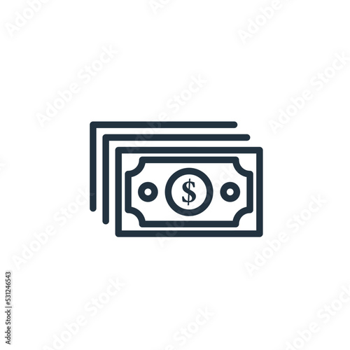 Money icon isolated on a white background. Banknote symbols for web and mobile apps.