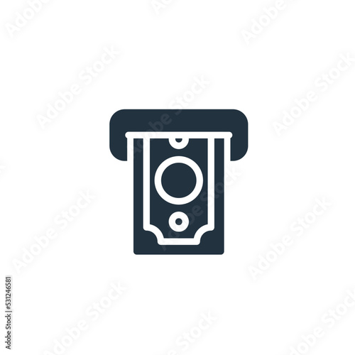 Money withdrawal icon in trendy flat style isolated on white background. cash withdrawal symbol for web and mobile app.