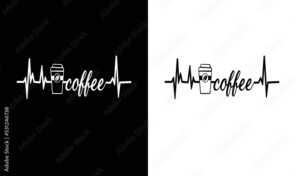 Coffee Heartbeat T shirt design, typography