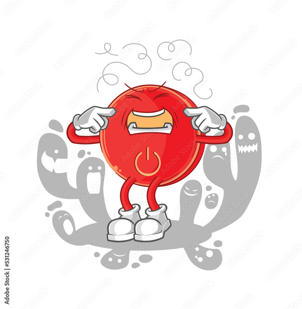 depressed power button character. cartoon vector depressed power button character. cartoon vector