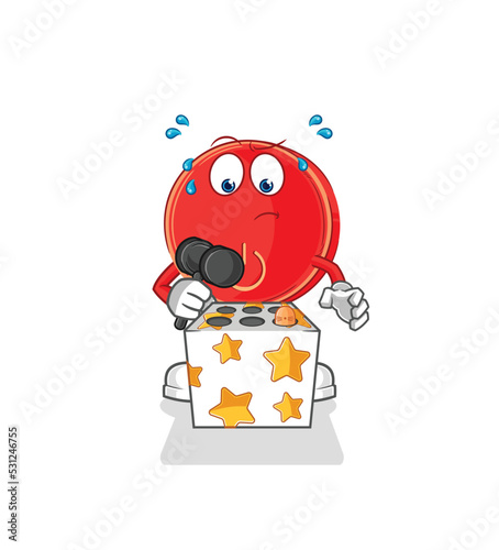 power button play whack a mole mascot. cartoon vector