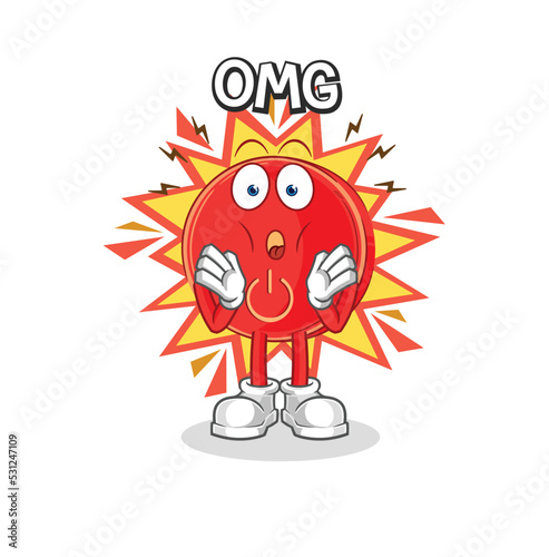 power button Oh my God vector. cartoon character