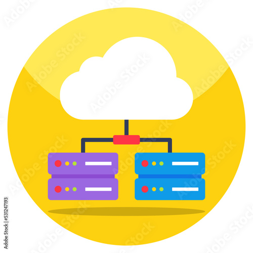 Editable design icon of cloud hosting 