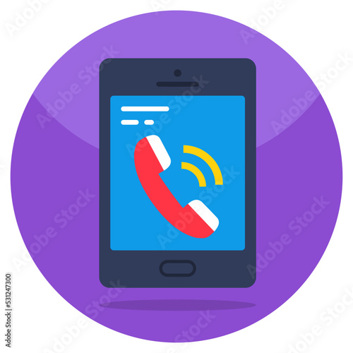 A unique design icon of mobile incoming call