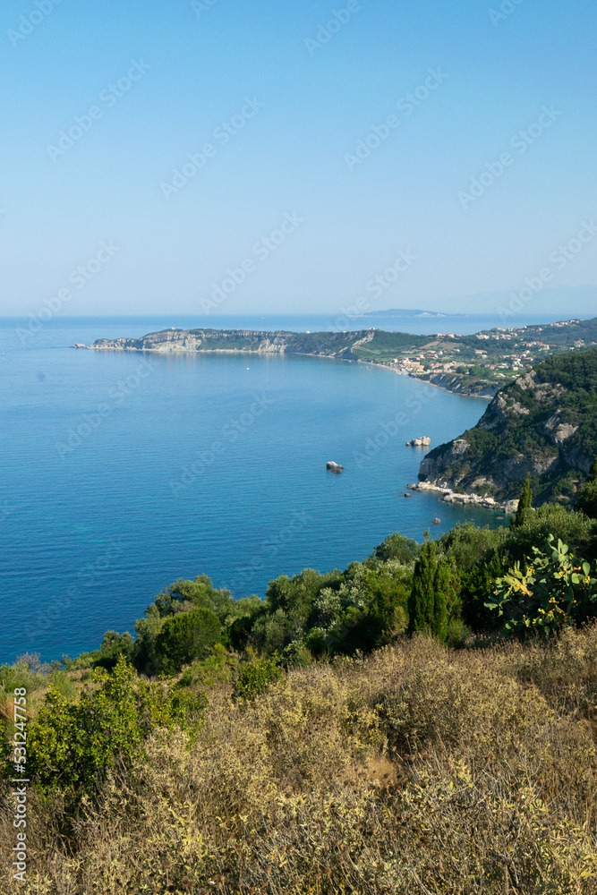 Corfu is one of the most beautiful Greece island. Offering clear blue sea and nice beach. Huge cliffs and rural countryside. Landscape of Corfu or Kerkira. Great place for summer holidays or vacation