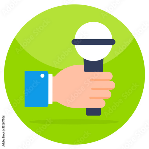 Flat design icon of giving mic