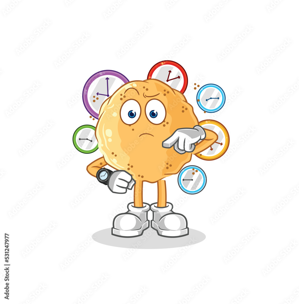 Fototapeta premium sand ball with wristwatch cartoon. cartoon mascot vector