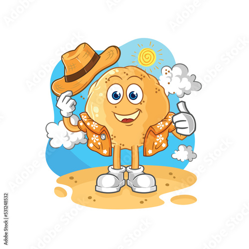 sand ball go on vacation. cartoon mascot vector