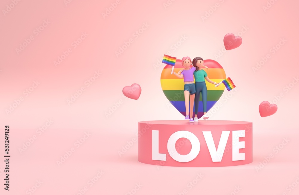 LGBT Pride March. 3D Illustration