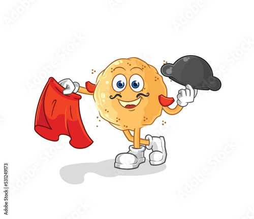 sand ball matador with red cloth illustration. character vector