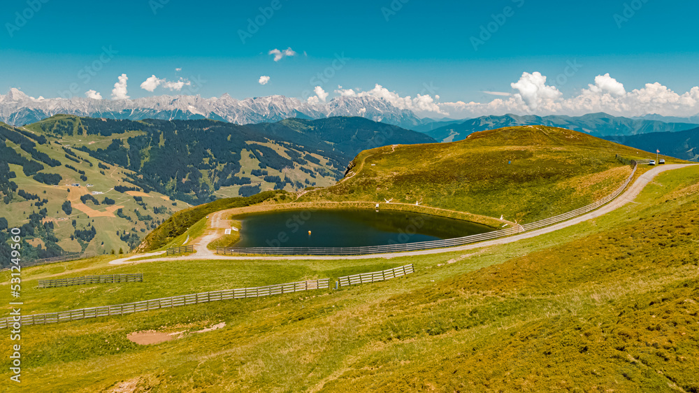 Beautiful alpine summer view at the famous Schattberg mountain, Saalbach-Hinterglemm, Salzburg, Austria