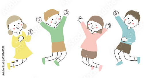 喜ぶ子どもたち　男の子と女の子