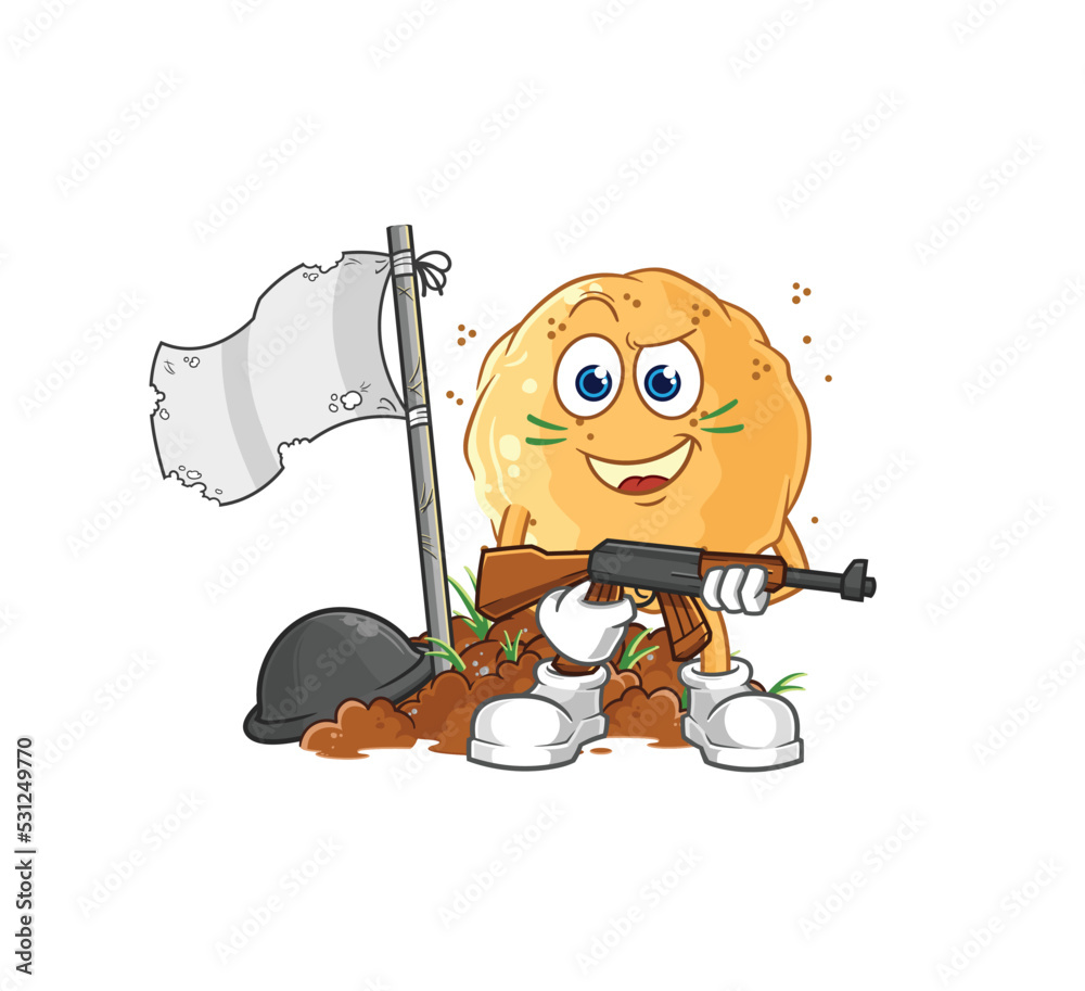 Fototapeta premium sand ball army character. cartoon mascot vector
