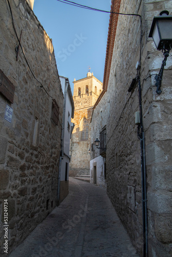 Fototapeta Naklejka Na Ścianę i Meble -  Trujillo,medieval city in the province of Cáceres, Spain. World Heritage. In the town were born, among others,Francisco Pizarro,conqueror of Peru, whose equestrian sculpture stands in the Plaza Mayor.