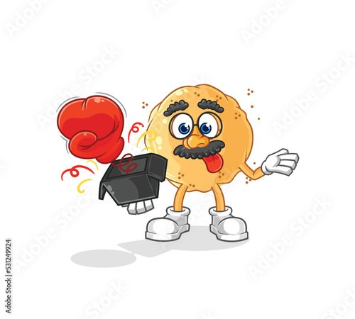sand ball prank glove in the box. cartoon mascot