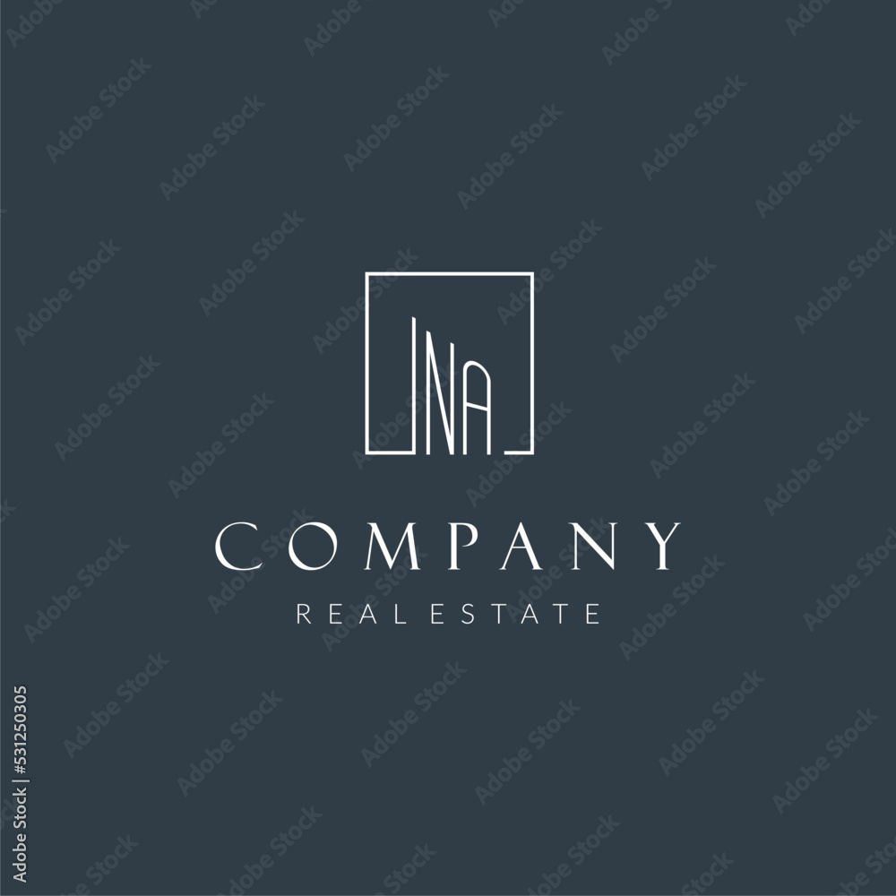 Initial letter NA logo for real estate company with square line style ...