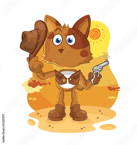 dog cowboy with gun character vector