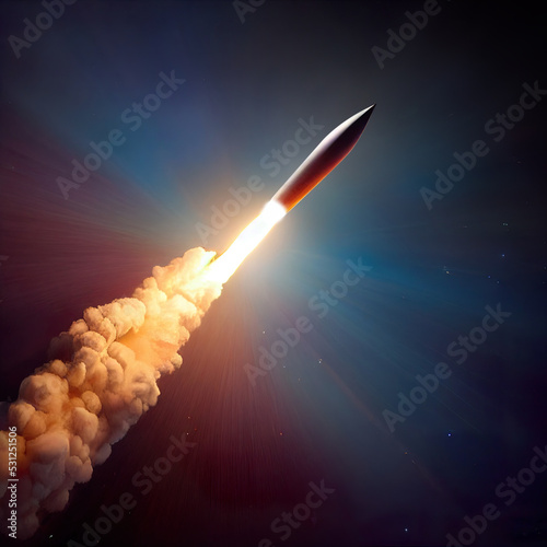 Launch of a ballistic missile illustration photo