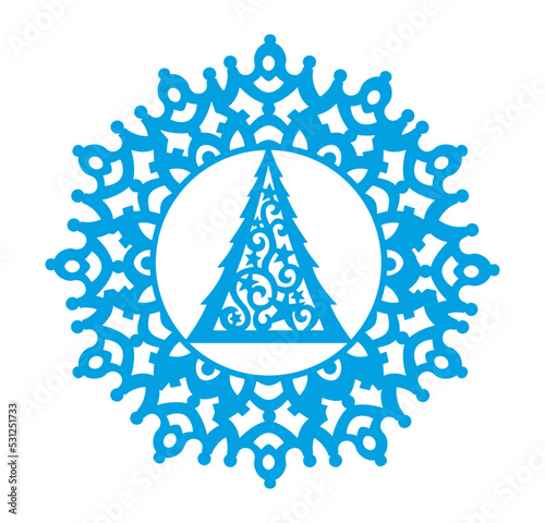 Snowflake on a white background. A symbol of Christmas and New Year holidays. Isolated graphic element, vector drawing. 