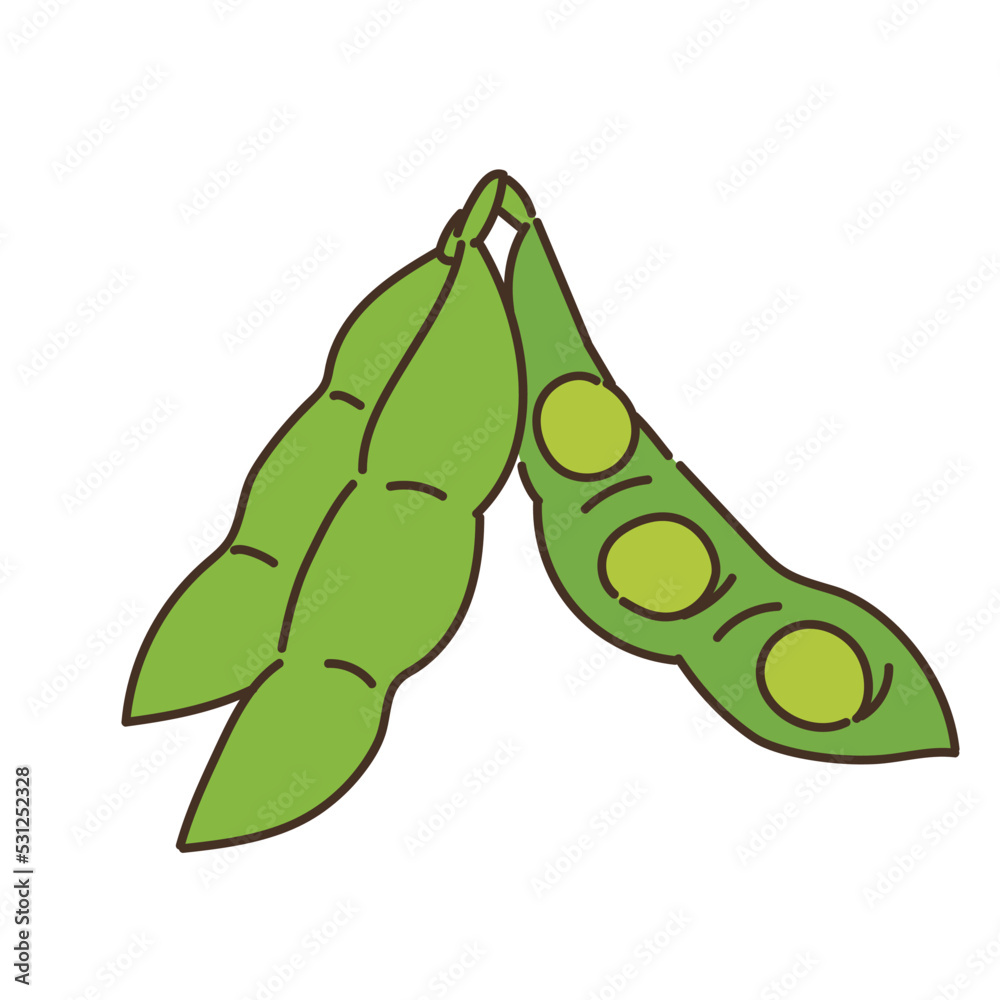 Naklejka premium 野菜のイラスト 農産物 食べ物 食材 食品 さやえんどう