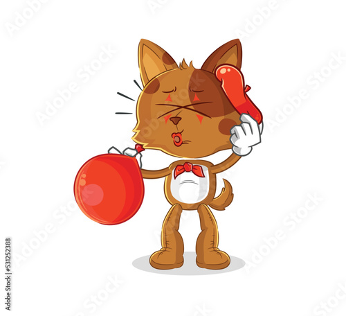 dog pantomime blowing balloon. cartoon mascot vector