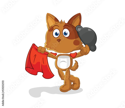 dog matador with red cloth illustration. character vector