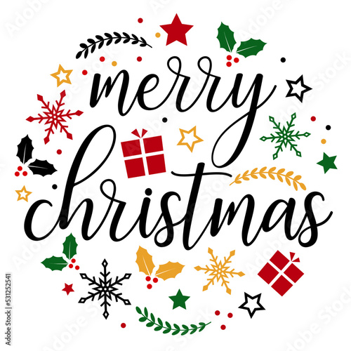 Merry christmas ornament svg, Happy holiday round sign