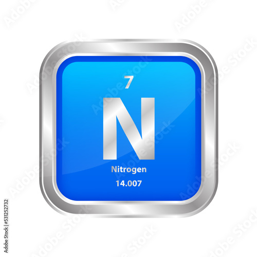 Icon structure Nitrogen (N) number 7 chemical element square blue line silver. Chemical element of the periodic table. Sign with atomic number. Study in science for education. 3D vector illustration. Free Download Icon structure Nitrogen (N) number 7 chemical element square blue line silver. Chemical element of the periodic table. Sign with atomic number. Study in science for education. 3D vector illustration. - GFXLoad