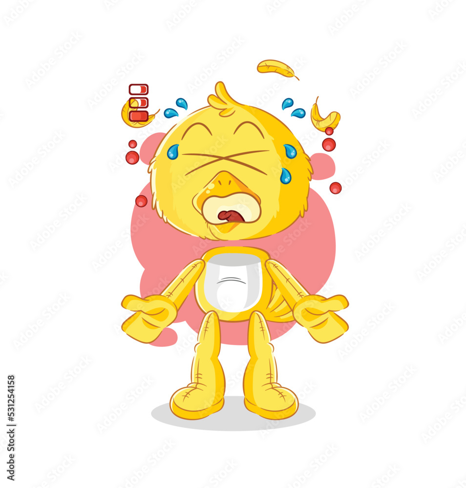 chick low battery mascot. cartoon vector chick low battery mascot. cartoon vector