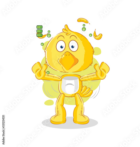 chick full battery character. cartoon mascot vector