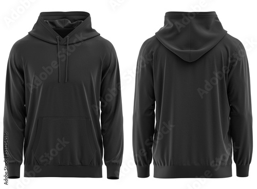 Fotografia hoodie,  3D render Blank male hoodie sweatshirt long sleeve, men's hoody with hood for your design mockup for print, isolated on white background