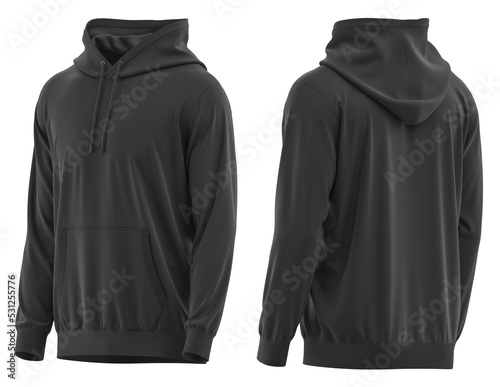 Obraz na płótnie hoodie,  3D render Blank male hoodie sweatshirt long sleeve, men's hoody with hood for your design mockup for print, isolated on white background