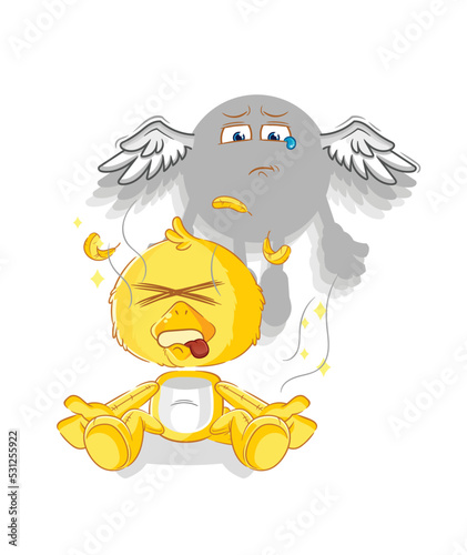 chick spirit leaves the body mascot. cartoon vector