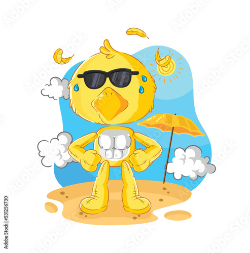 chick sunbathing in summer. character vector